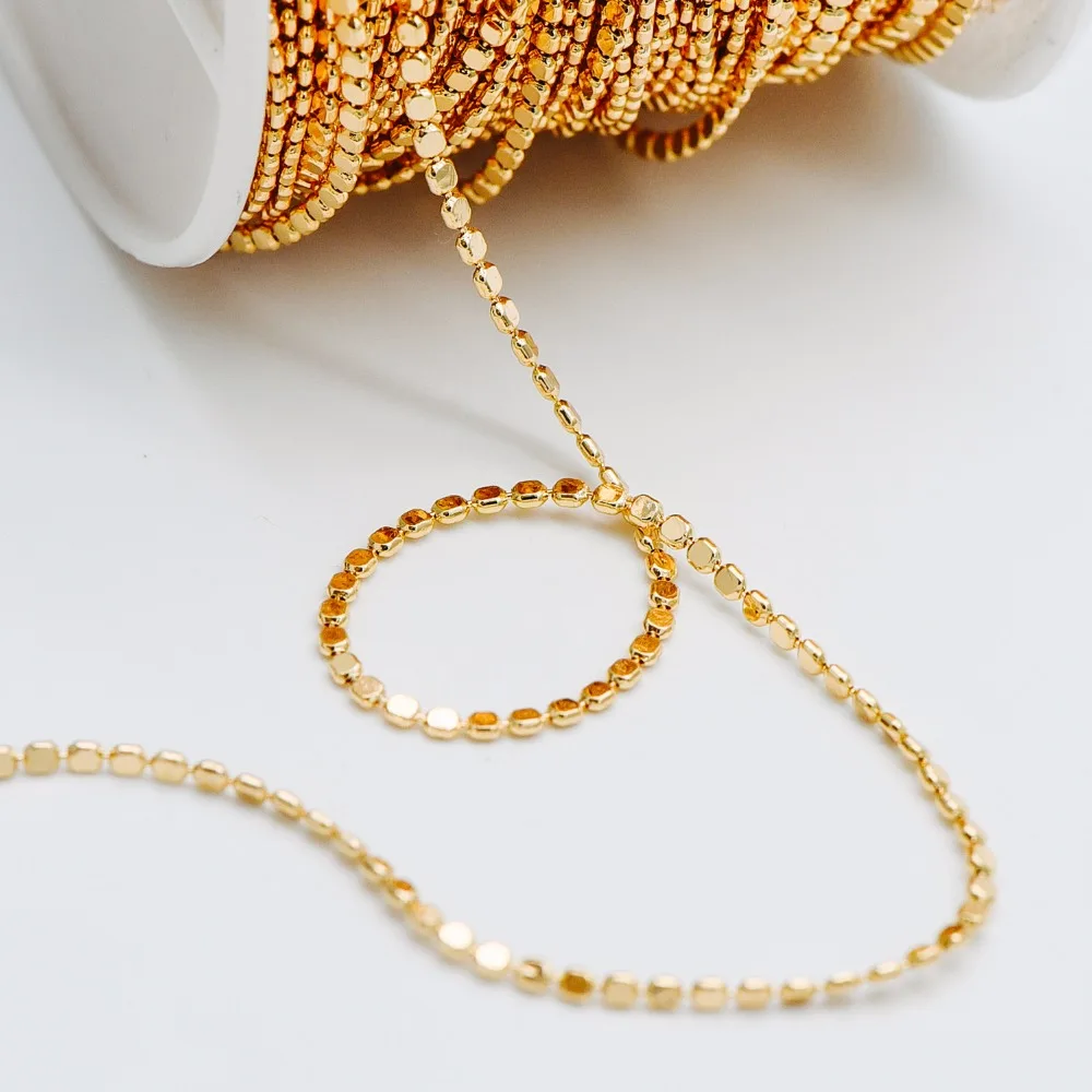 

Gold Plated Brass Beaded Chains 2mm, Craft Jewelry Chain , For Necklaces Bracelets DIY Jewelry Making (#LK-198)/ 1 Meter=3.3 Ft