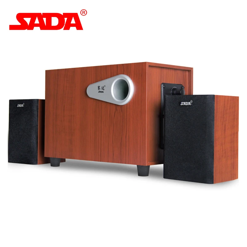 

SADA D-200E 3D Surround Subwoofer Stereo Heavy Bass PC Computer Wooden USB Speaker Wood Speakers for Smart Phone Laptop Notebook