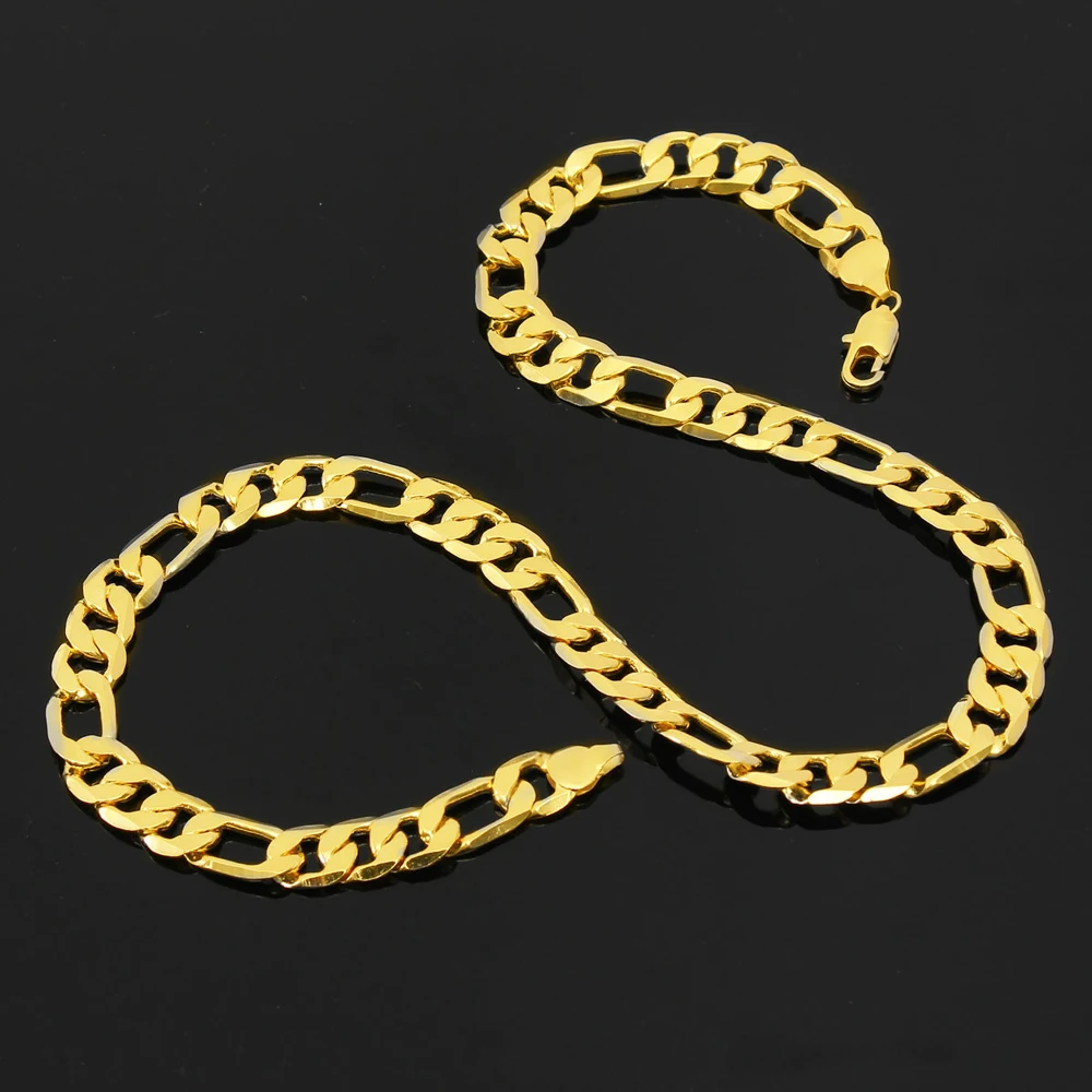 Новинка! Тяжелые 70 г 10 мм 18 К желтый Золотое покрытие Мужская ожерелье цепочка ювелирных изделий