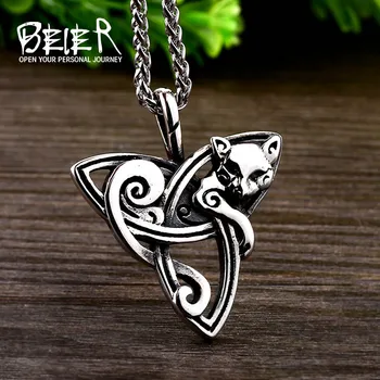 

Beier new store 316L Stainless Steel Classic Animal Pendant Exquisite Fox Viking Rune Necklace Pendant fashion JewelryLLBP8-423P