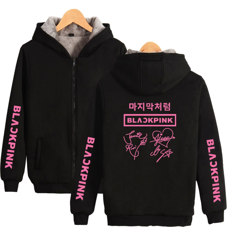 Blackpink новые графические толстые теплые толстовки Толстовка для мужчин/женщин на молнии Harajuku уличная Толстовка K поп одежда