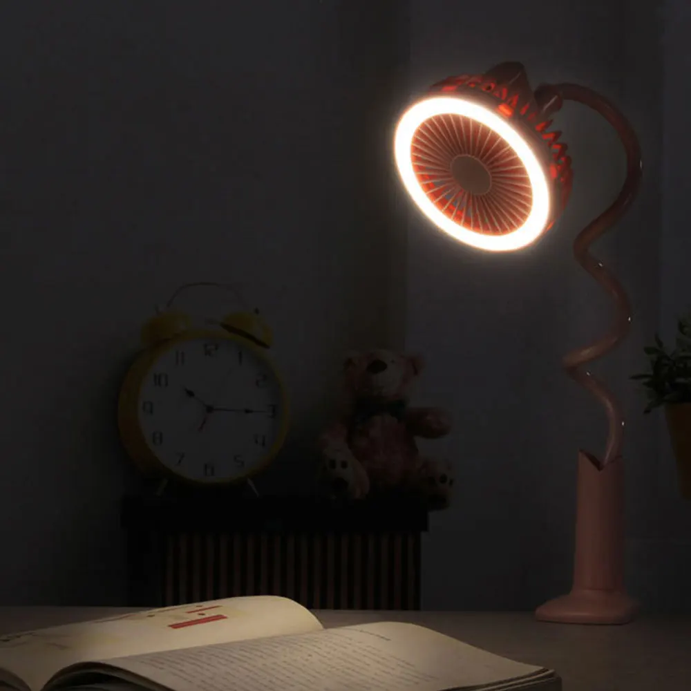 Mini Fan Reading Light Night Lamp Torch Study Baby Stroller LED Clip Booklight Rechargeable Multicolour Flexible COB