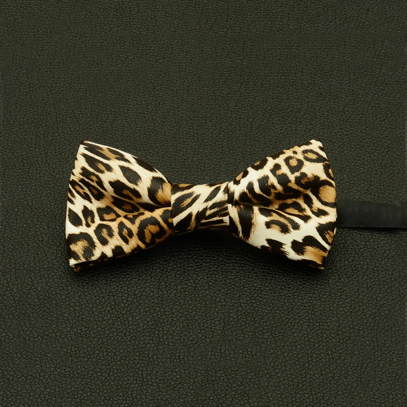

High Quality New Style Brand Fashion PU Leather Bow Ties for Men Leopard Striped Wedding Butterfly Men Bowtie with Gift Box