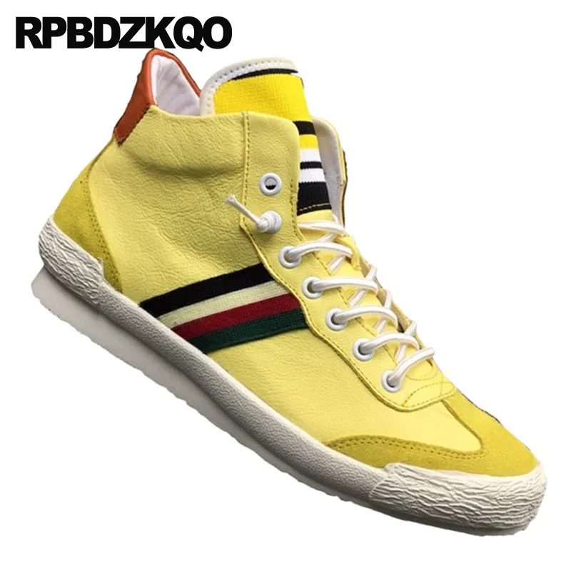 Zapatos Europeo Zapatillas Estrellas Alta Negro Amarillo Hip amarillo La Genuino Los Pisos Lujo Italia Hop Las Real blanco Cuero Deporte De Hombres Skate Marca twtRX8q