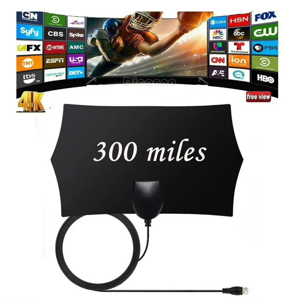 300 Miles 1080P Indoor Digital TV Antenna Signal Receiver Amplifier TV Radius Surf Fox Antena HDTV Antennas Aerial Mini DVB-T/T2