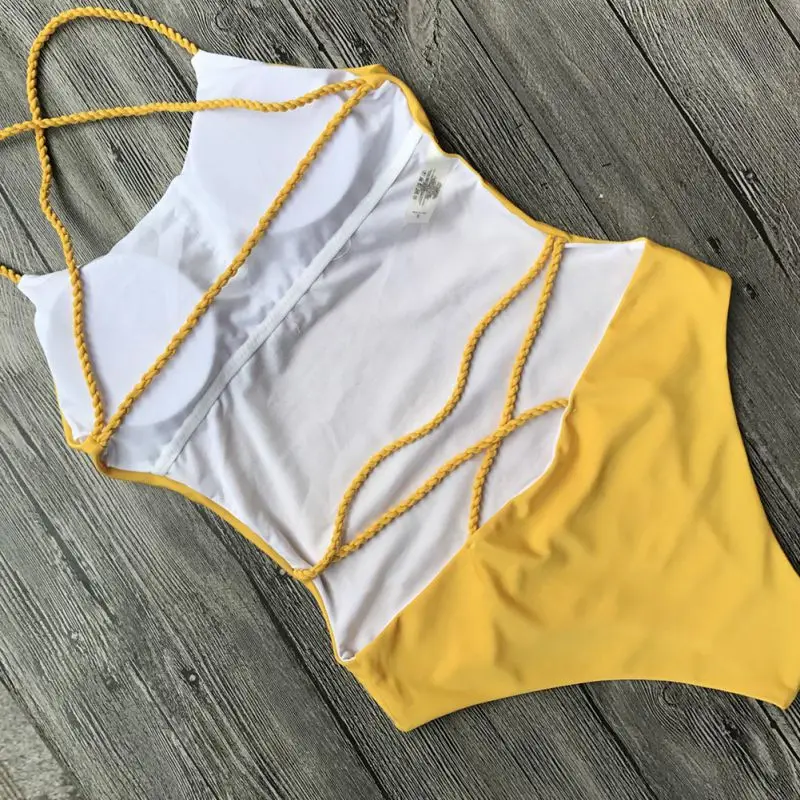 

Summer High Waist Swimsuit Halter Women's Sandals Multi Straps Cross Halters Skinny Sexy One-piece Swimwear