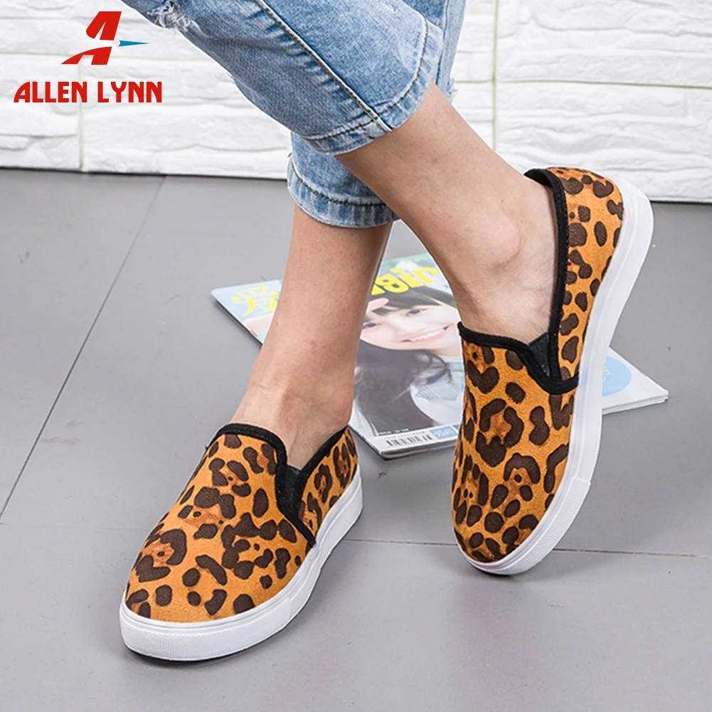 

ALLENLYNN women's Loafers Flats Shoes Snake Prints Or Leopard PU Or Flock Comfort Loafers Flats Leisure Shoes Woman Size 35-43