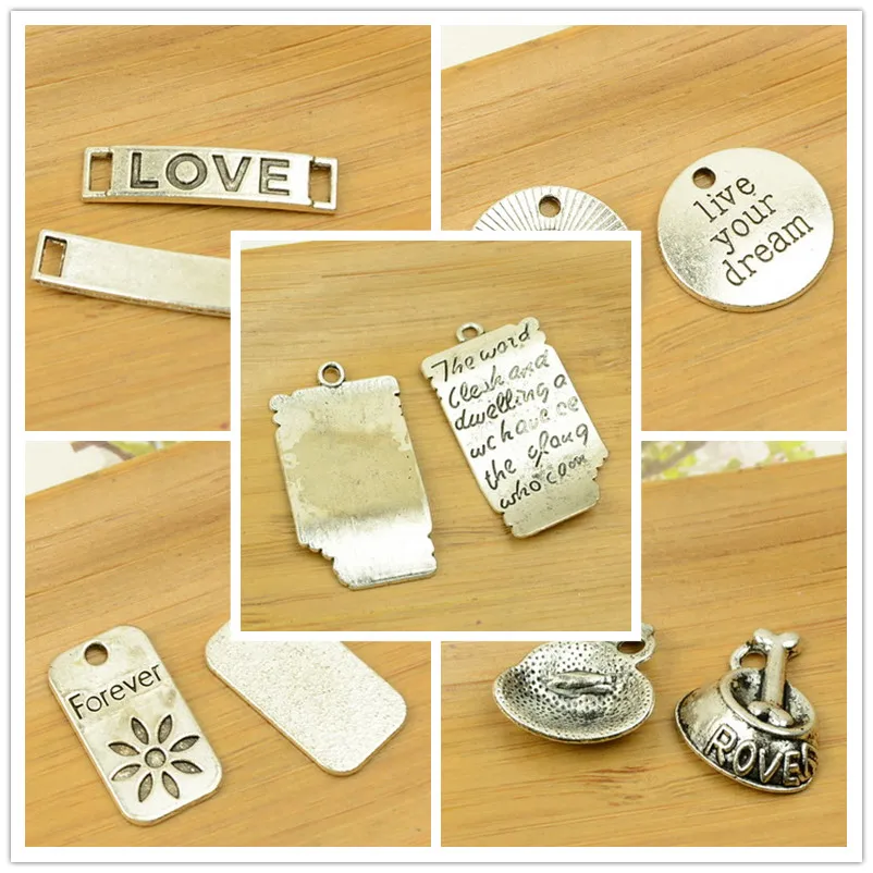 

alloy tag with letter/words pendant diy charm antique silver vintage jewelry making accessories findings bracelet necklace chain