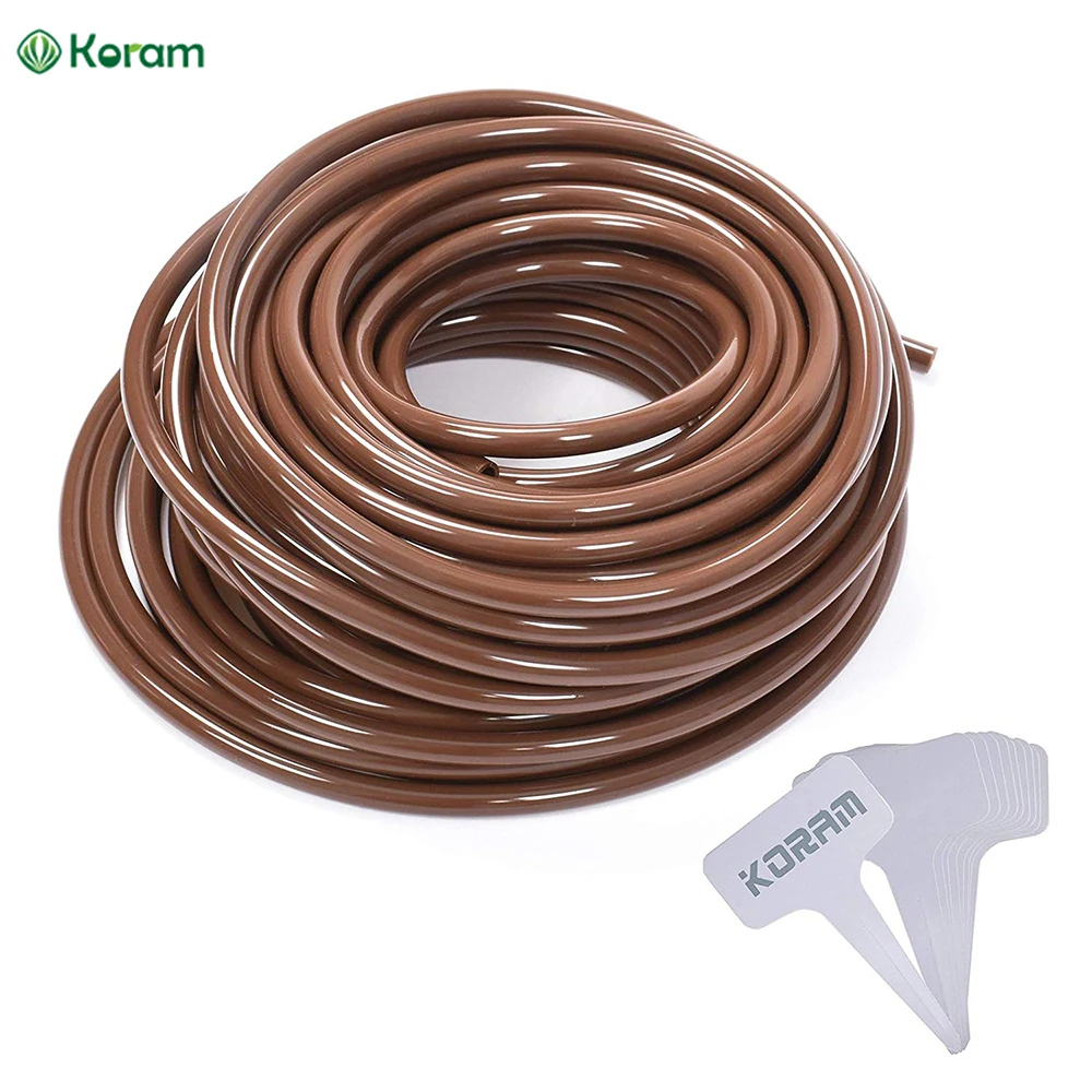 

15/30m Watering Hose Reels KORAM 4/7 mm Drip Garden Irrigation System Tube Flower Sprinkler Pipe for Greenhouse with Plant Tags
