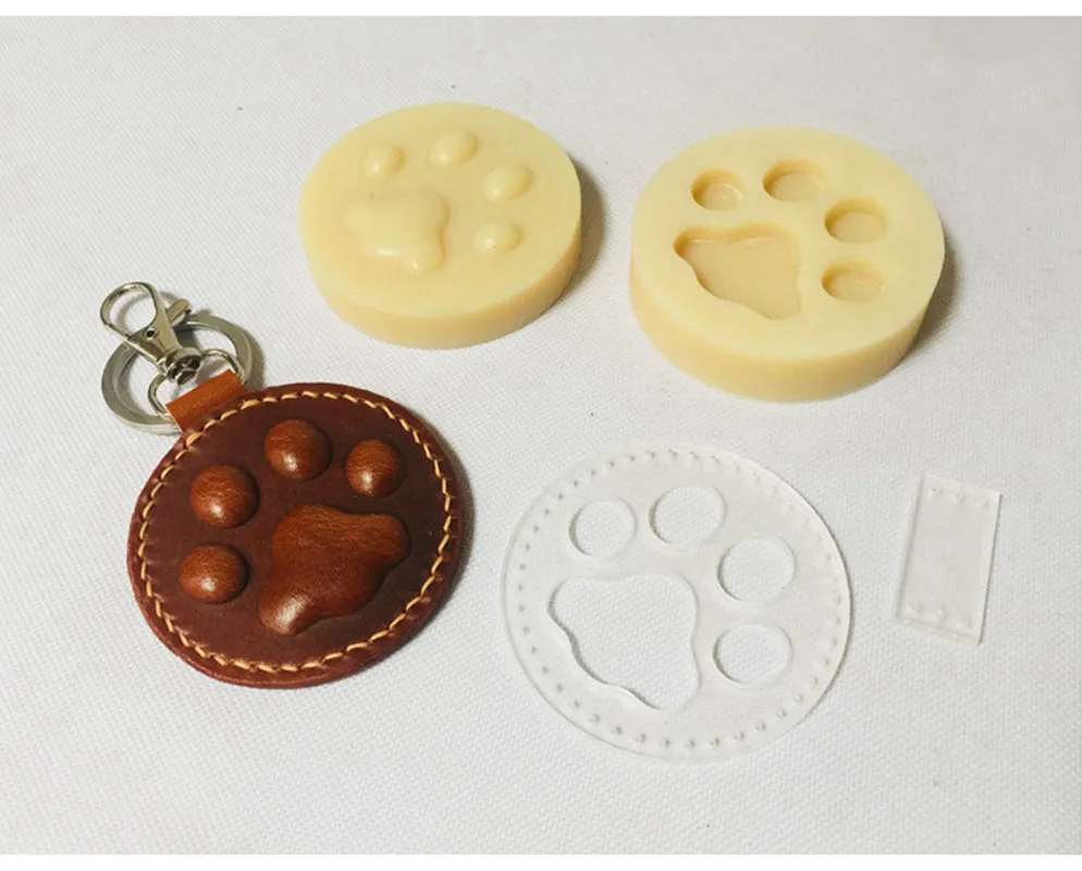 Leather Craft Key Ring DIY Handing Decoration Dog Cat Paw Shape Plastic Mold Die Cutting Mould Set 60mm leather craft tool kit,leather craft tools,leather craft tool