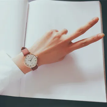 

Simple Vintage Brown Leather Retro Watches Women's Fashion Casual Female Quartz Watch Ulzzang Popular Brand Reloj Mujer Clock