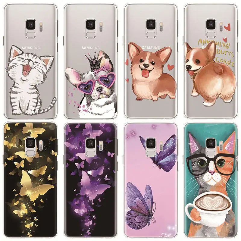 

Butterfly Girl Dog Cat TPU Case For Samsung Galaxy Note 8 9 5 A50 A40 A70 A20 A30 A60 A7 A9 A8 A6 Plus 2018 A5 2016 2017 Fundas