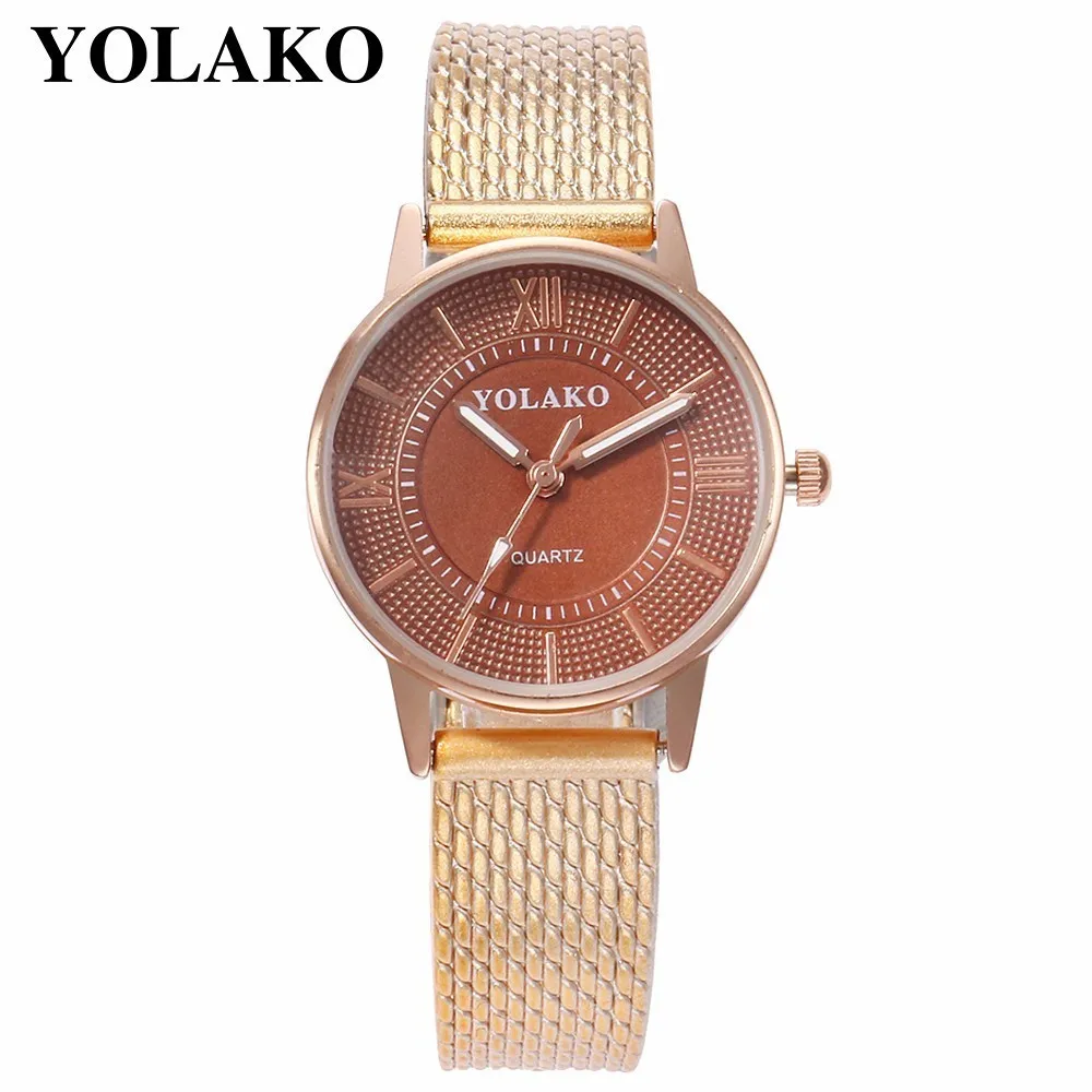 

YOLAKO Brand Fashion Women Dress Wrist Watch Casual Ladies Plastic Leather Quartz Watch Clock Hours Relogio Feminino