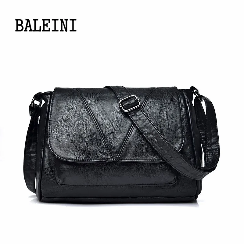 

BALEINI 2019 New Arrival Women Handbag Washed Leather Shoulder Messenger Bag Casual Square Bag Bolsa Feminina Crossbody Bags