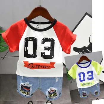 

Children's suit new cotton baby short sleeve clothing set summer baby boys and girls body suit cartoon kids clothing set 2-6Year
