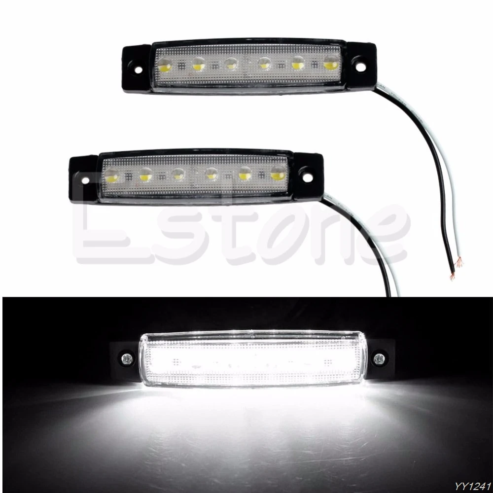 

2X 6 LED Bus Boat Truck Trailer Side Marker Tail Light Lamp 12V White Waterproof