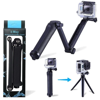 

3Way Handheld Gopro Selfie Stick Foldable Extendable Camera Holder Rack Portable Waterproof Selfie Stick Grip Gopro Accessories