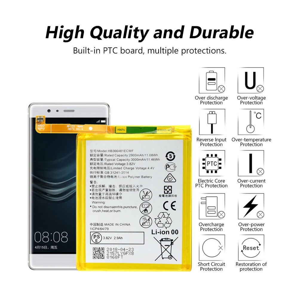 Литий полимерная аккумуляторная батарея HB366481ECWF для Huawei P9 P10 P20 Lite G9 Honor 5C