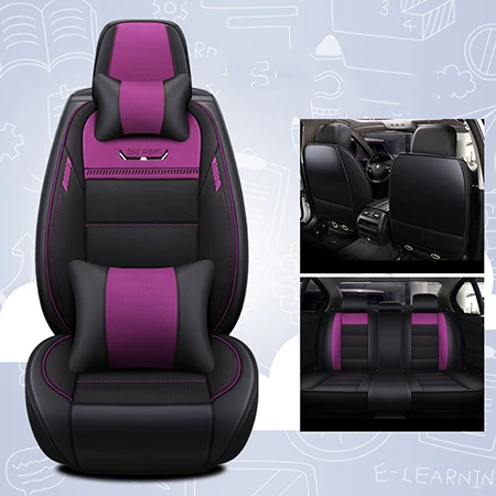 Кожаные и льняные автомобильные чехлы для сидений для renault kangoo kaptur koleos laguna 2 latitude logan, saab 93 95 из - Color Name: Purple Deluxe