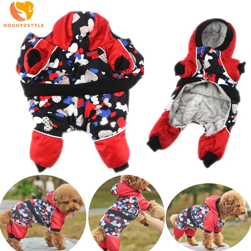 DOGGYZSTYLE Dog Windproof Jumpsuit Winter Pet Dog Clothes Warm Dog Coat