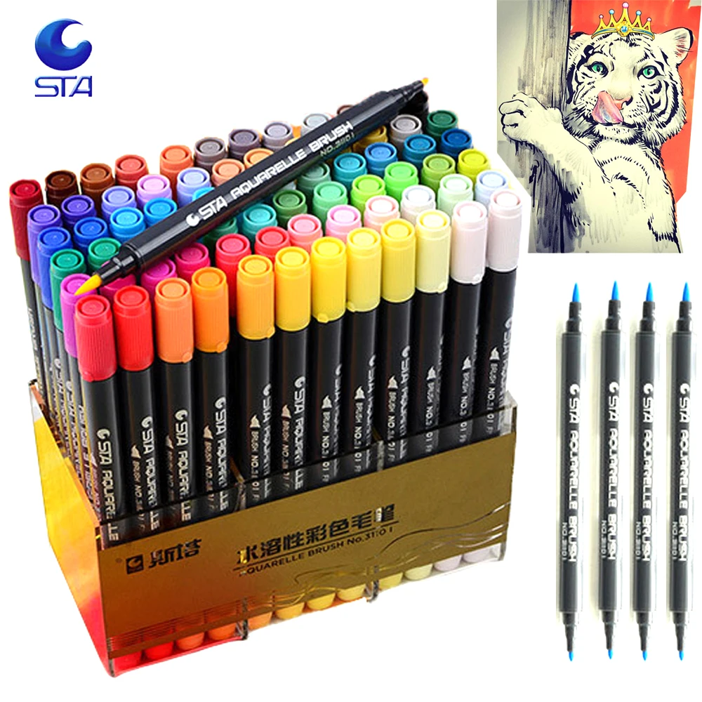 

12/24/36/48/80 Water Colors Soft Double Headed Sketch Marker Water Brush Designers Marker Pen Colors Set Art Marker