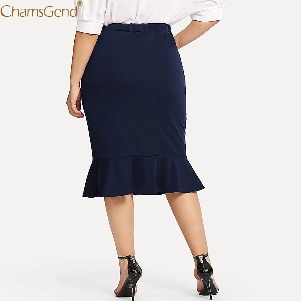 

Elastic Waist Plus Size skirts womens plus size skirts womens elastic skirts womens Solid Hem Ruffles Mar