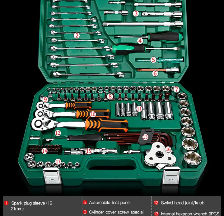 121 шт. Инструменты для ремонта автомобилей механические инструменты набор торцевых гаечных ключей инструменты для авто трещотки гаечный ключ Отвертка Набор торцевых головок шестигранный ключ
