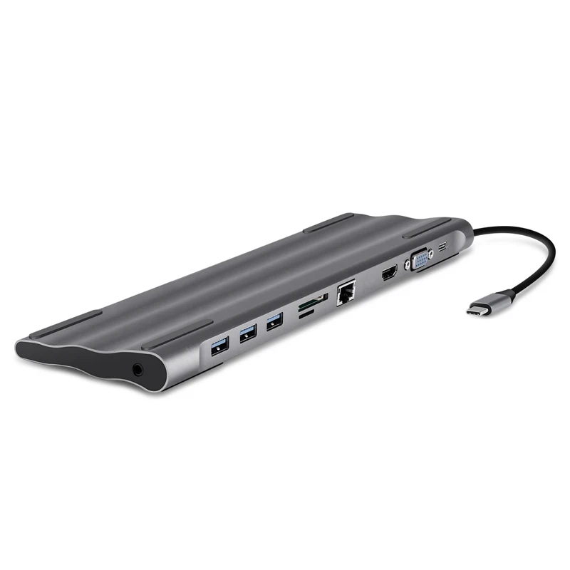 

10 All-In-One Docking Station Usb 3.0 Hub Hdmi Rj45 Vga Sd Type C for Charger Heat Dissipation Macbook Samsung Galaxy