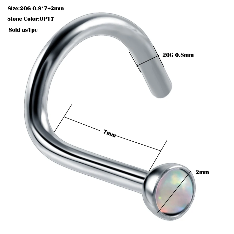 1 шт. кольцо для пирсинга носа из стального опалового камня для сосков, губ, пирсинга бровей, серьги, кольца, ювелирные изделия для тела