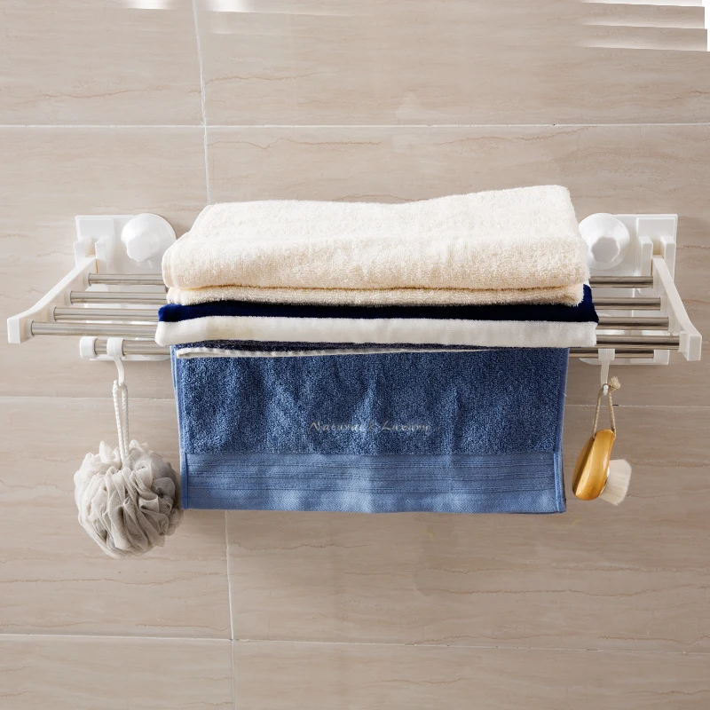 Вешалка для хранения полотенец крепкая присоска без перфорирования двойной