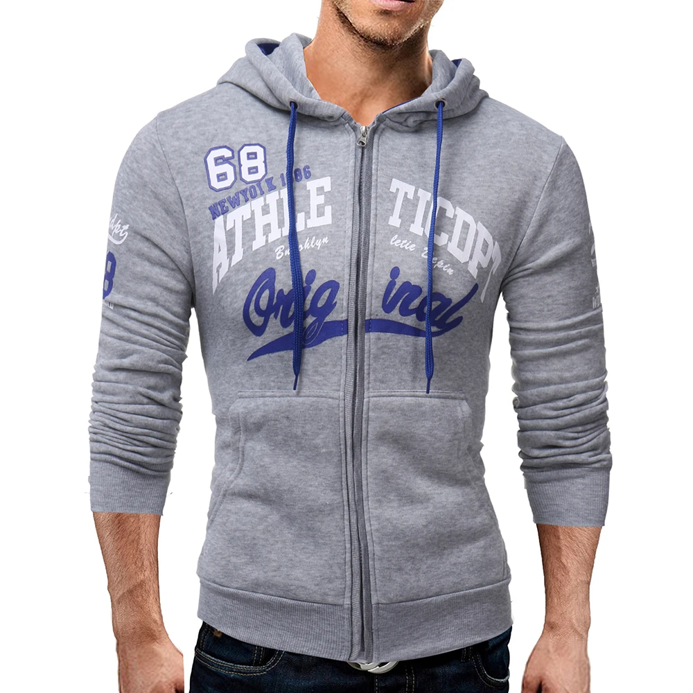 

2019 Autumn Casual Hoodies Men Zipper Cardigan Hooded Sweatshirt Fashion Print Sportswear Men's Slim Fit Tracksuit felpe uomo