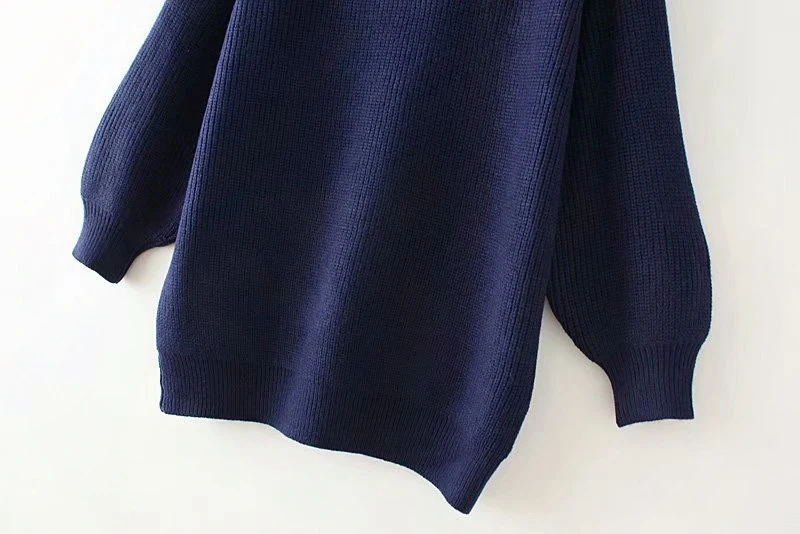 Pearls Turtleneck Sweater Knitted Pullovers Plus Size Casual Solid Loose Long Sleeve Women Sweater Pink Blue KKFY2814