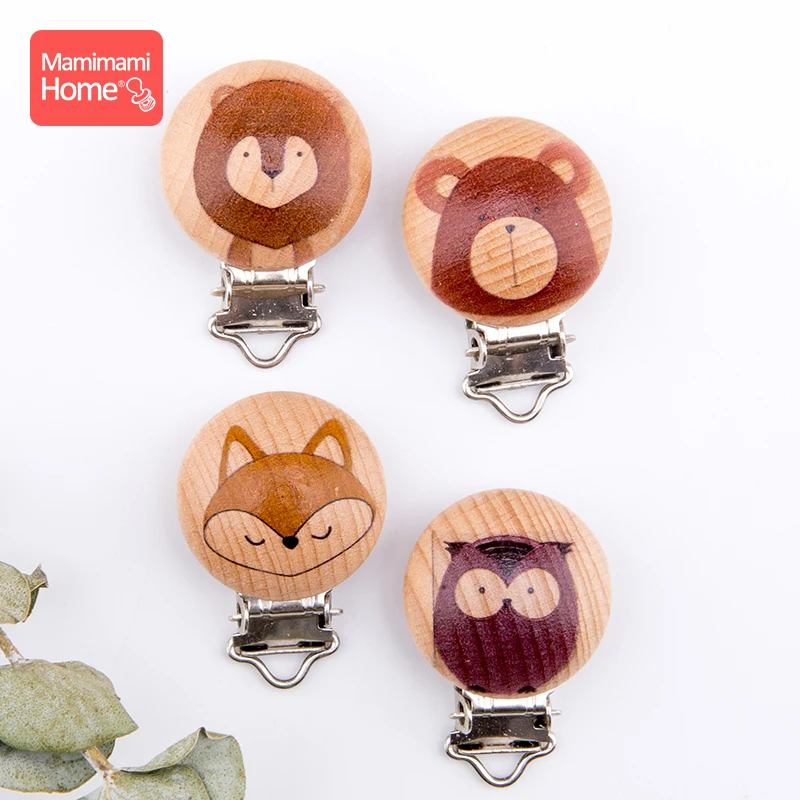 

Mamihome 2pc Baby Clip Holder Soother Pacifier Beech Rodent BPA Free Baby Teether DIY Pacifier Pendant Can Chew Children's Goods