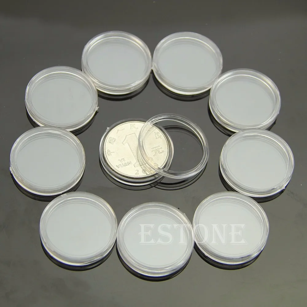 10 PCS Applied Clear Round Cases Coin Storage Capsules Holder Round Plastic 18-38mm