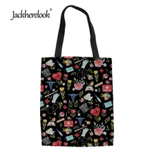 Jackherelook Love to Care, медицинские черные сумки для покупок для женщин, большая вместительность, многоразовые женские Экологичные сумки, женские сумки-тоут