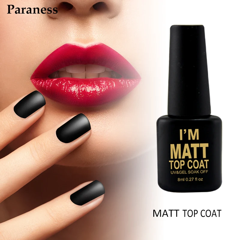 Paraness Matt Top Coat Gel Lacquer Semi permanent Soak off UV Matte Top Coat Gel Varnish