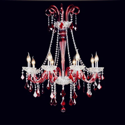 8 lights no cover Хрустальная люстра для гостиной, европейская красная хрустальная люстра, Современная атмосфера, для спальни, ресторана, светодиодный хрустальный светильник - Цвет абажура: 8 lights no cover