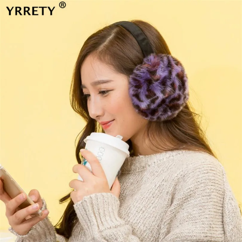 

YRRETY Autumn And Winter Warm Earmuffs And Comfortable Men Women Ski Sports Earmuffs Leopard Ear Warmer Soft Plush Adult Outdoor