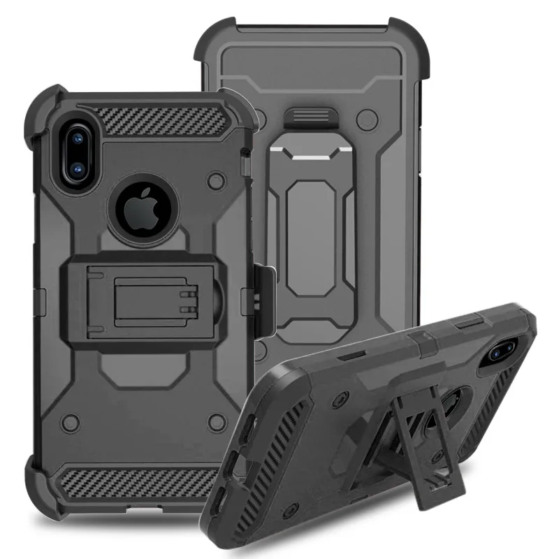 

Heavy Duty Hybrid Durable Armor Case Shockproof Holster Waist Belt Clip Kickstand For iPhone X XS MAX XR 6 7 8 Plus Back Cover