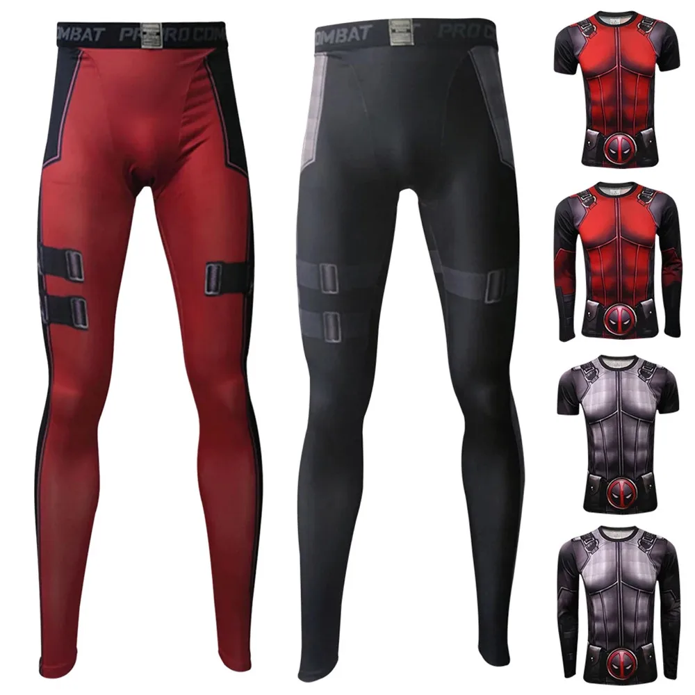 

The Avengers Deadpool Gym Suit High School Uniform Sports Wear Quick drying Outfit Tops / Pants Anime Cosplay Costume for men