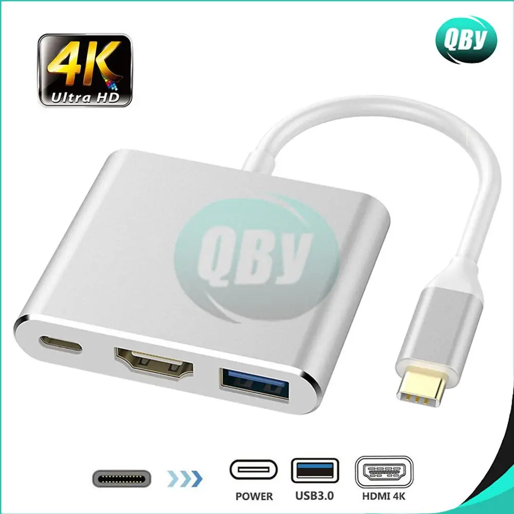 

USB3.1 Type-C Hub/Splitter for HDMI USB3.0 and Fast Charging Power Dock for MacBook Pro USB Type C Adapter 3 in 1