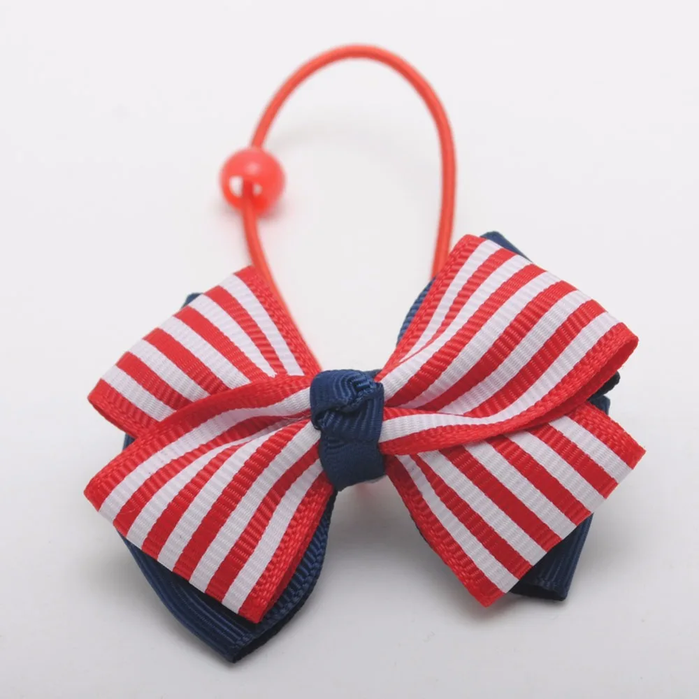 Buy 1 pair red striped printed grosgrain bows toddler