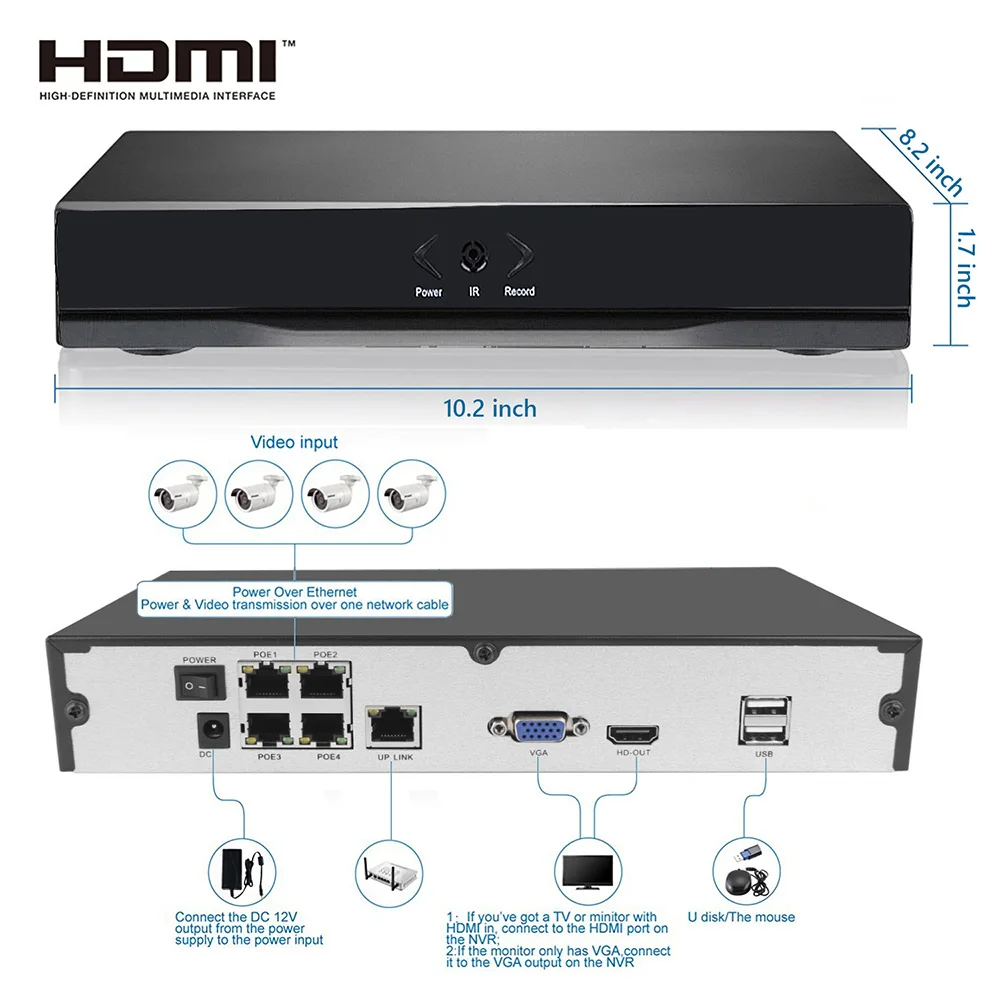  1080P 2-Megapixel (1920 x 1080p) POE Video Security System Reorder HD CCTV Cameras Video Surveillan - 32819973497