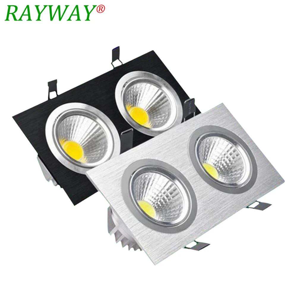 

LED Dual COB Downlight AC85-265V Recessed Ceiling Downlight Warm Cold White Dimmable LED Ceiling lamp Black Silver Body Color