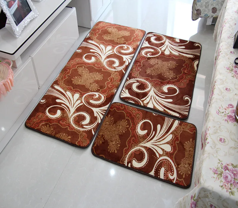 3pcs fanhuasijin Водопоглощающий коврик для ванной комнаты из кораллового флиса, напольный коврик для гостиной, кухонный ковер, Противоскользящий коврик для ванной, коврик для двери 40*60/50*80/60*90/3 шт - Цвет: 3pcs fanhuasijin