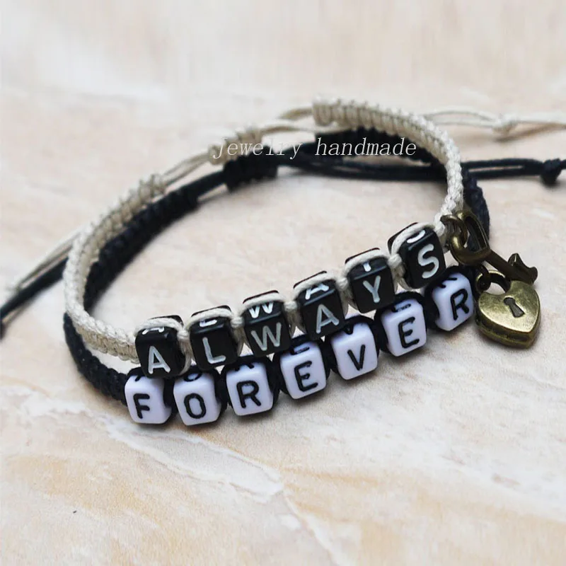 Aliexpress.com Comprar Bloqueo de teclas parejas pulsera ama pulsera Hers su siempre para siempre brazalete novio joyas novia regalos pulsera de exhibición