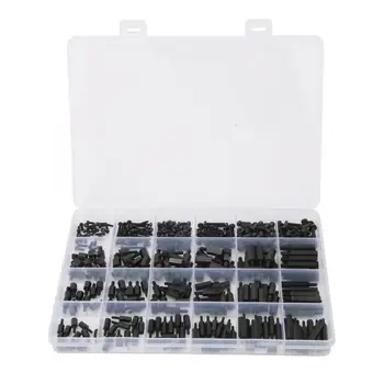 

360Pcs M2/M2.5/M3 Black Nylon Male Female Hex Standoff Spacer Column Cap Head Hex Screw Nut Assortment Kit For PCB Circuit Board