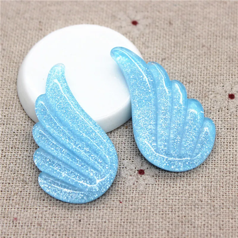 10pcs(5pairs) Shiny White/Pink/Blue Resin Angel Wing Miniature Art Supply Decoration Charm DIY Accessory,22*40mm