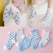 5 Pairs Socks Set Baby Boy Girl Cotton Cartoon Candy Colors Dot breathable stylish Socks Infant