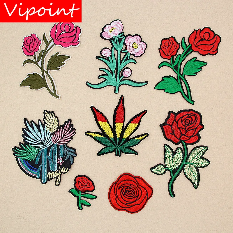 

VIPOINT embroidery rose patches flower patches badges applique patches for clothing XW-141